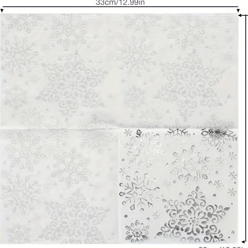 20Pcs Christmas Disposable Napkins Snowflake Print Tissue for Home Kitchen Hotel