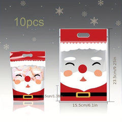 10pcs Christmas Self Adhesive Bags For Cake Chocolate Candy Snack Wrapping