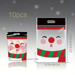 10pcs Christmas Self Adhesive Bags For Cake Chocolate Candy Snack Wrapping