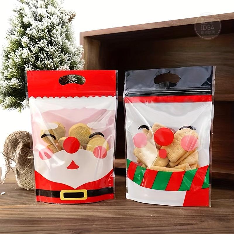 10pcs Christmas Self Adhesive Bags For Cake Chocolate Candy Snack Wrapping