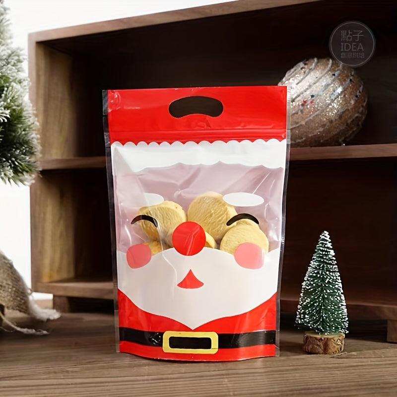 10pcs Christmas Self Adhesive Bags For Cake Chocolate Candy Snack Wrapping