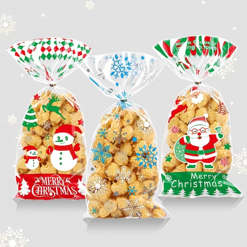 50pcs Christmas Candy Bag Hand Gift Toast Bread Packaging Food with Twist Tie