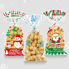 50pcs Christmas Candy Bag Hand Gift Toast Bread Packaging Food with Twist Tie