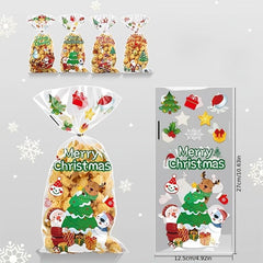 50pcs Christmas Candy Bag Hand Gift Toast Bread Packaging Food with Twist Tie