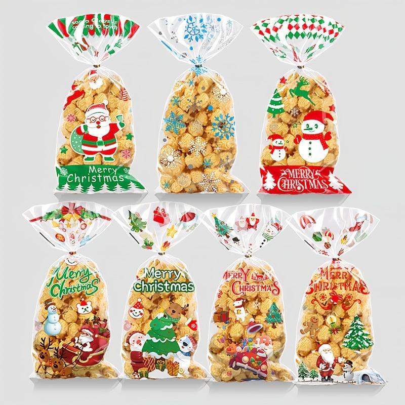 50pcs Christmas Candy Bag Hand Gift Toast Bread Packaging Food with Twist Tie