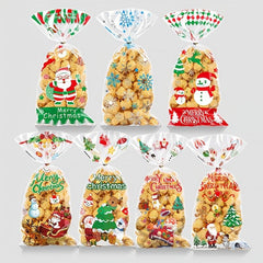 50pcs Christmas Candy Bag Hand Gift Toast Bread Packaging Food with Twist Tie
