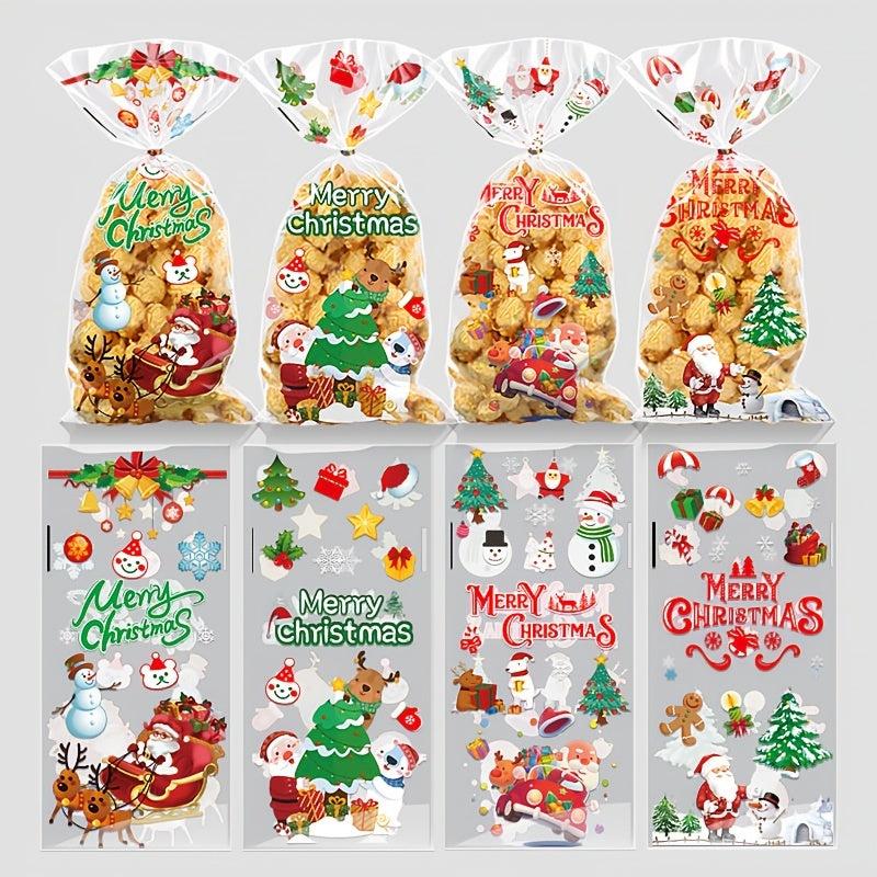 50pcs Christmas Candy Bag Hand Gift Toast Bread Packaging Food with Twist Tie
