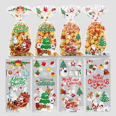 50pcs Christmas Candy Bag Hand Gift Toast Bread Packaging Food with Twist Tie