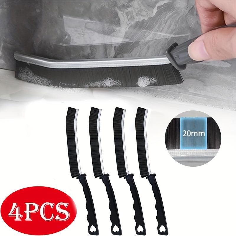 4pcs Long Handle Groove Cleaning Brush - Hard Bristle Window Cleaner