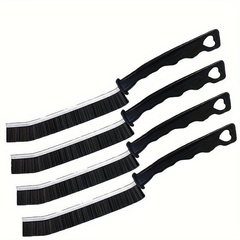 4pcs Long Handle Groove Cleaning Brush - Hard Bristle Window Cleaner