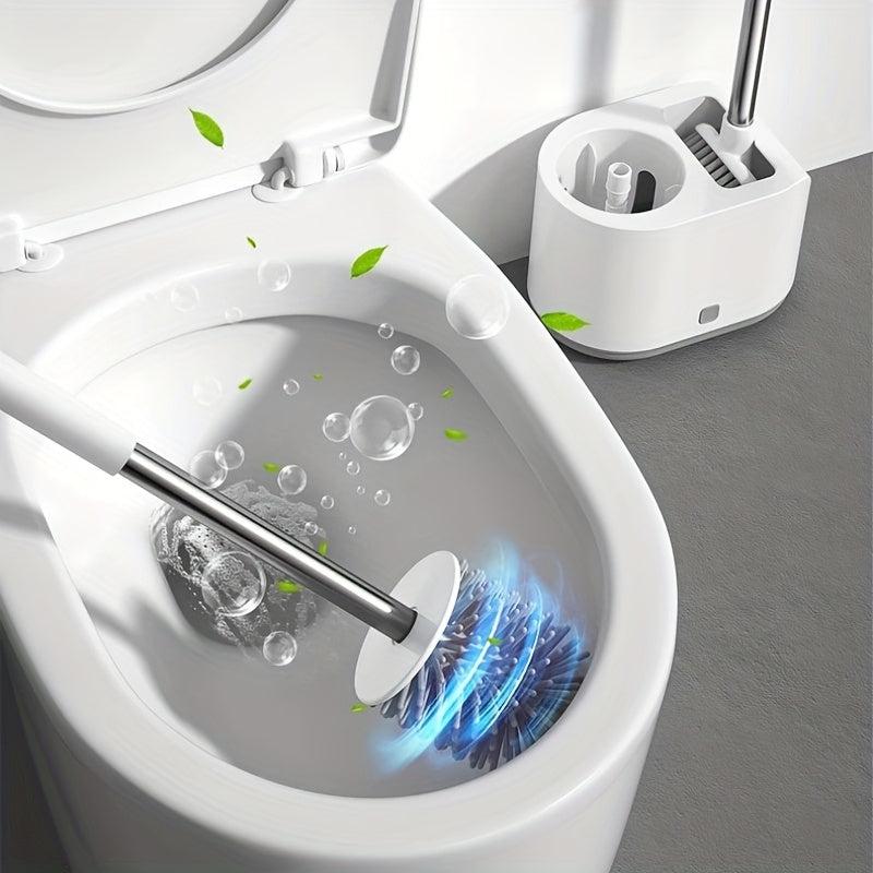 Toilet Brush With Holder Silicone Bristles Multifunctional Combo Deep Cleaning