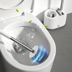 Toilet Brush With Holder Silicone Bristles Multifunctional Combo Deep Cleaning