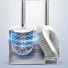 Toilet Brush With Holder Silicone Bristles Multifunctional Combo Deep Cleaning