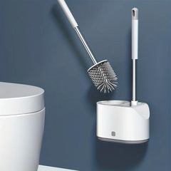 Toilet Brush With Holder Silicone Bristles Multifunctional Combo Deep Cleaning