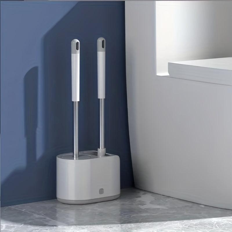 Toilet Brush With Holder Silicone Bristles Multifunctional Combo Deep Cleaning