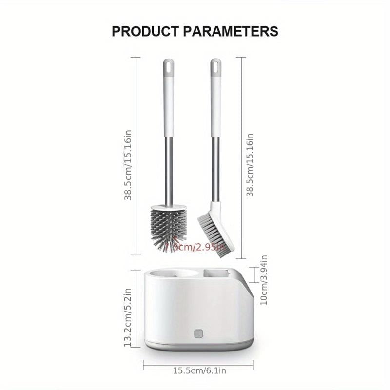 Toilet Brush With Holder Silicone Bristles Multifunctional Combo Deep Cleaning