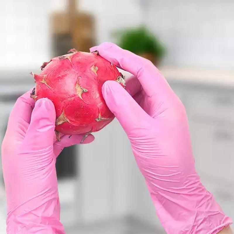 Pink Nitrile Gloves 40pcs Waterproof Household Cleaning Protective Gloves