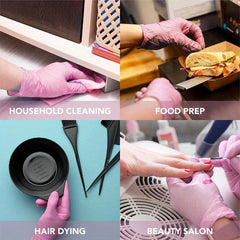 Pink Nitrile Gloves 40pcs Waterproof Household Cleaning Protective Gloves