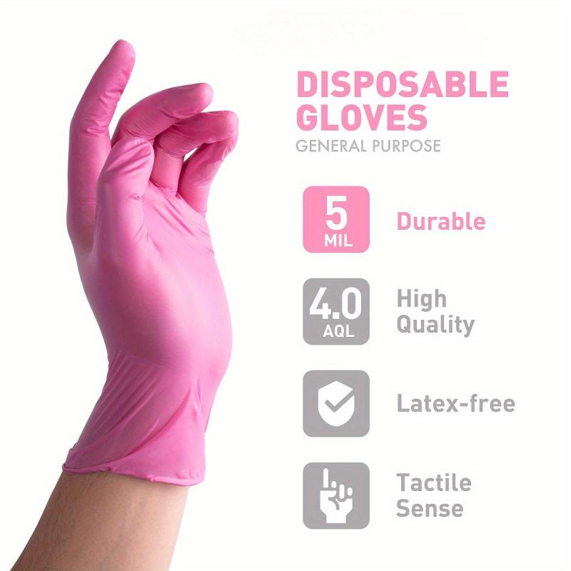 Pink Nitrile Gloves 40pcs Waterproof Household Cleaning Protective Gloves