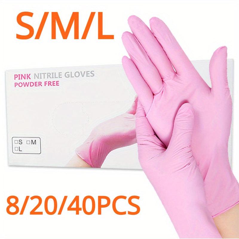 Pink Nitrile Gloves 40pcs Waterproof Household Cleaning Protective Gloves