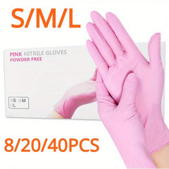 Pink Nitrile Gloves 40pcs Waterproof Household Cleaning Protective Gloves