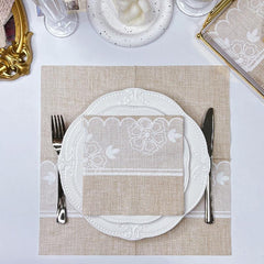 20pcs Linen Lace Napkin Facial Tissue Set for Thanksgiving Christmas Dinner