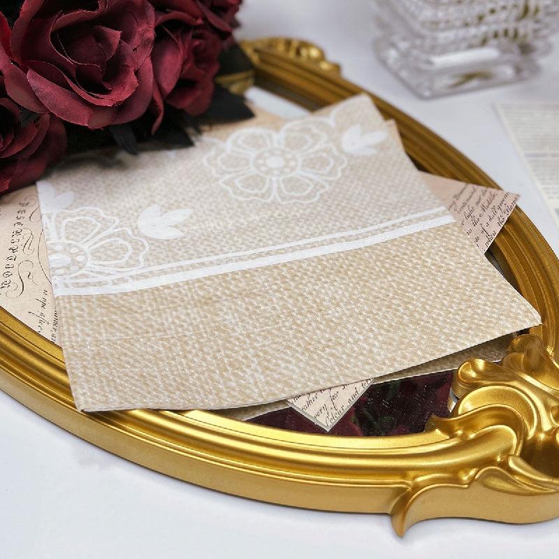 20pcs Linen Lace Napkin Facial Tissue Set for Thanksgiving Christmas Dinner