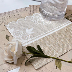 20pcs Linen Lace Napkin Facial Tissue Set for Thanksgiving Christmas Dinner