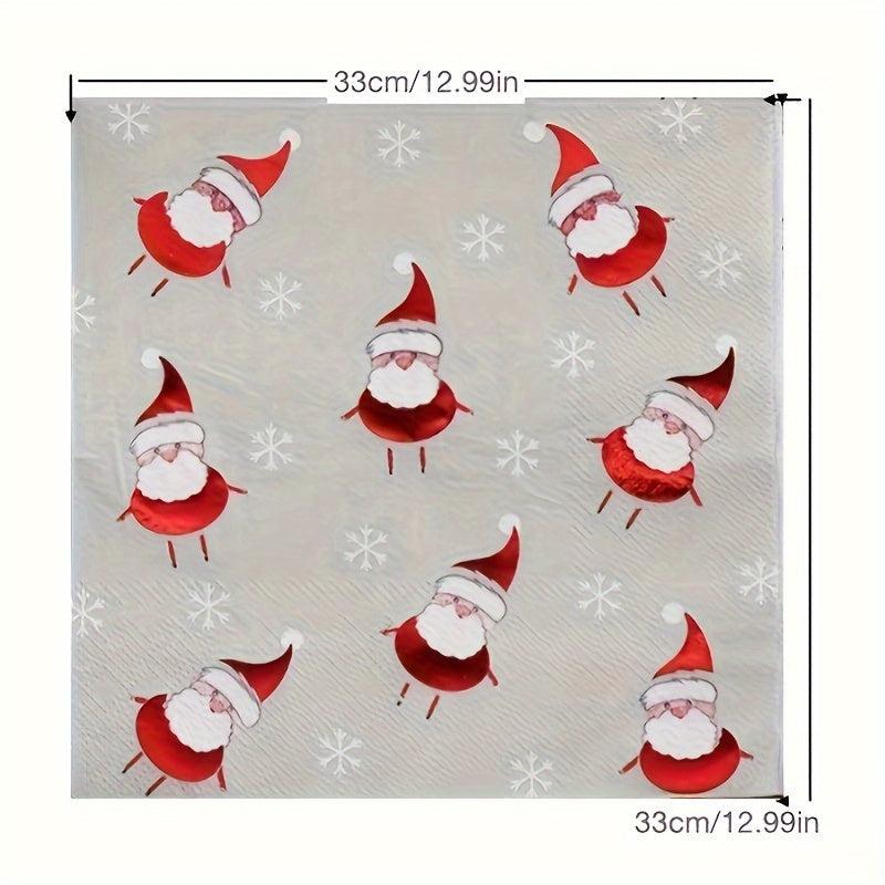 20pcs Santa Claus Red Hat Foil Napkins Christmas Party Supplies