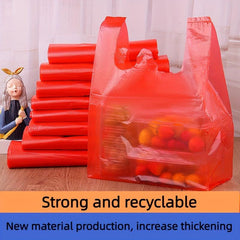 35pcs Disposable Extra Thick Red Shopping Bags Festive Packaging Bags