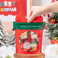 5pcs Christmas Gift Bag Baking Pastry Packaging Bag Festive Candy Bag