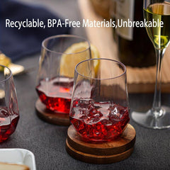 32 PCS Plastic Stemless Champagne Wine Glasses Disposable Unbreakable Cups