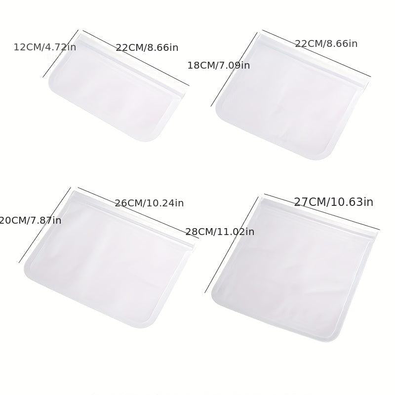 4pcs Reusable Silicone Food Storage Bags Leakproof Stand Up Freezer Bags