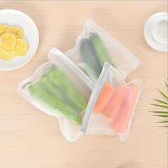 4pcs Reusable Silicone Food Storage Bags Leakproof Stand Up Freezer Bags