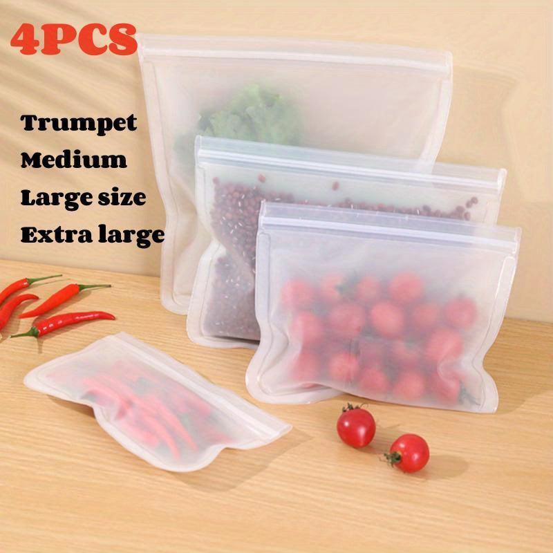 4pcs Reusable Silicone Food Storage Bags Leakproof Stand Up Freezer Bags