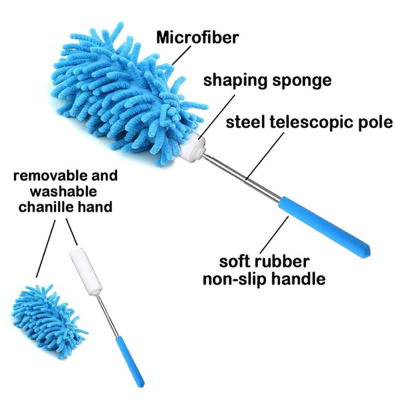 Retractable Duster Microfiber Hand Brush Telescoping Pole Cleaning Tool