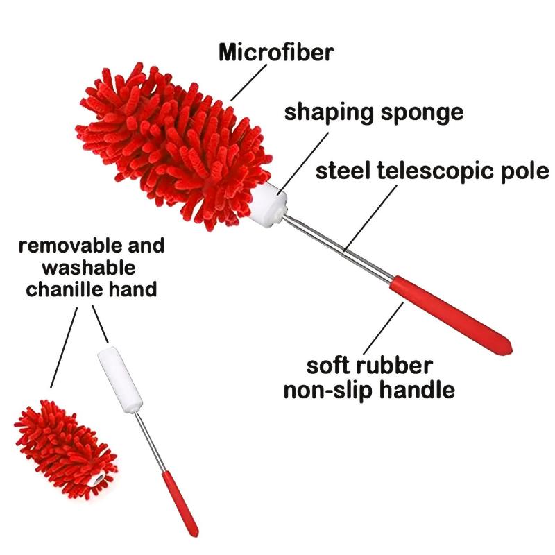 Retractable Duster Microfiber Hand Brush Telescoping Pole Cleaning Tool