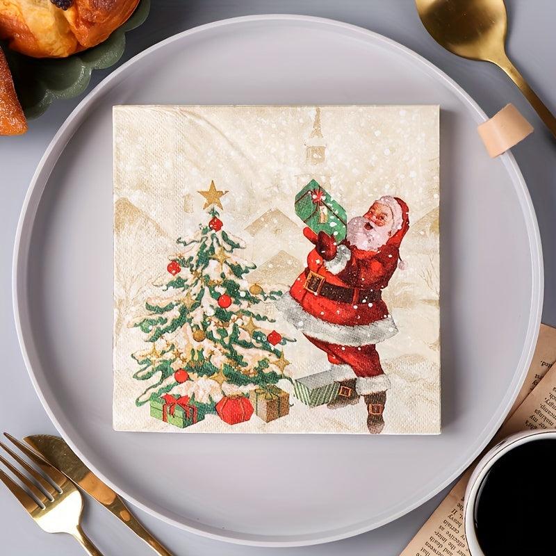 Christmas Disposable Napkins Santa Claus Printed 20 Sheets Pack
