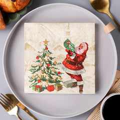 Christmas Disposable Napkins Santa Claus Printed 20 Sheets Pack