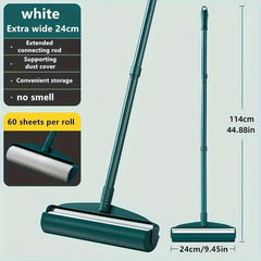 Large Floor Lint Roller With Long Handle 60 Sheets
