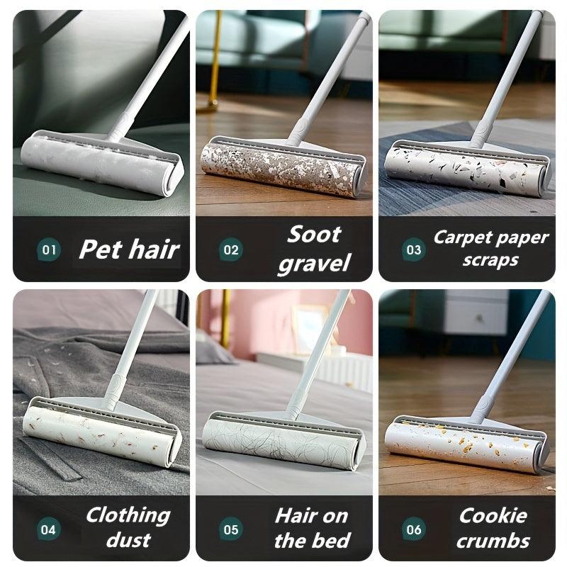 Large Floor Lint Roller With Long Handle 60 Sheets