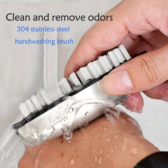 Stainless Steel Deodorant Hand Washing Brush Nylon Hair Nail Cleaning Brush