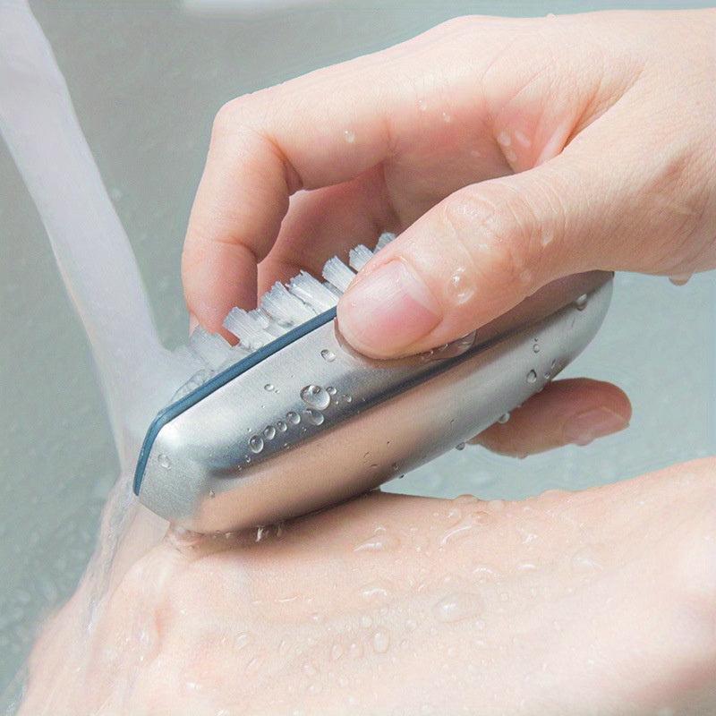 Stainless Steel Deodorant Hand Washing Brush Nylon Hair Nail Cleaning Brush