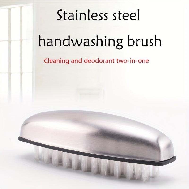 Stainless Steel Deodorant Hand Washing Brush Nylon Hair Nail Cleaning Brush