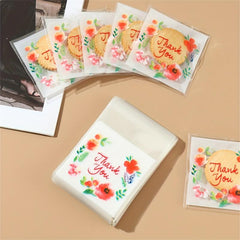 100 Self Adhesive Clear Plastic Treat Bags for Candy Snack Wrapping