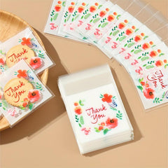 100 Self Adhesive Clear Plastic Treat Bags for Candy Snack Wrapping