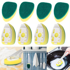 8pcs Dishwand Refill Replacement Heads Sponge Brush Dish Scrubber Pads