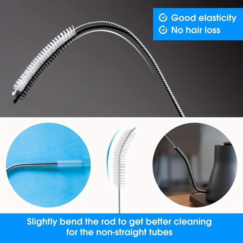 10pcs Long Straw Brush Pipe Cleaners Nylon Tube Cleaner 8 inch
