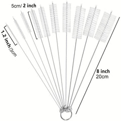 10pcs Long Straw Brush Pipe Cleaners Nylon Tube Cleaner 8 inch