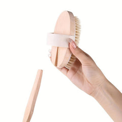 Long Wooden Handle Bath Sponge Shower Brush Soft Natural Bristles